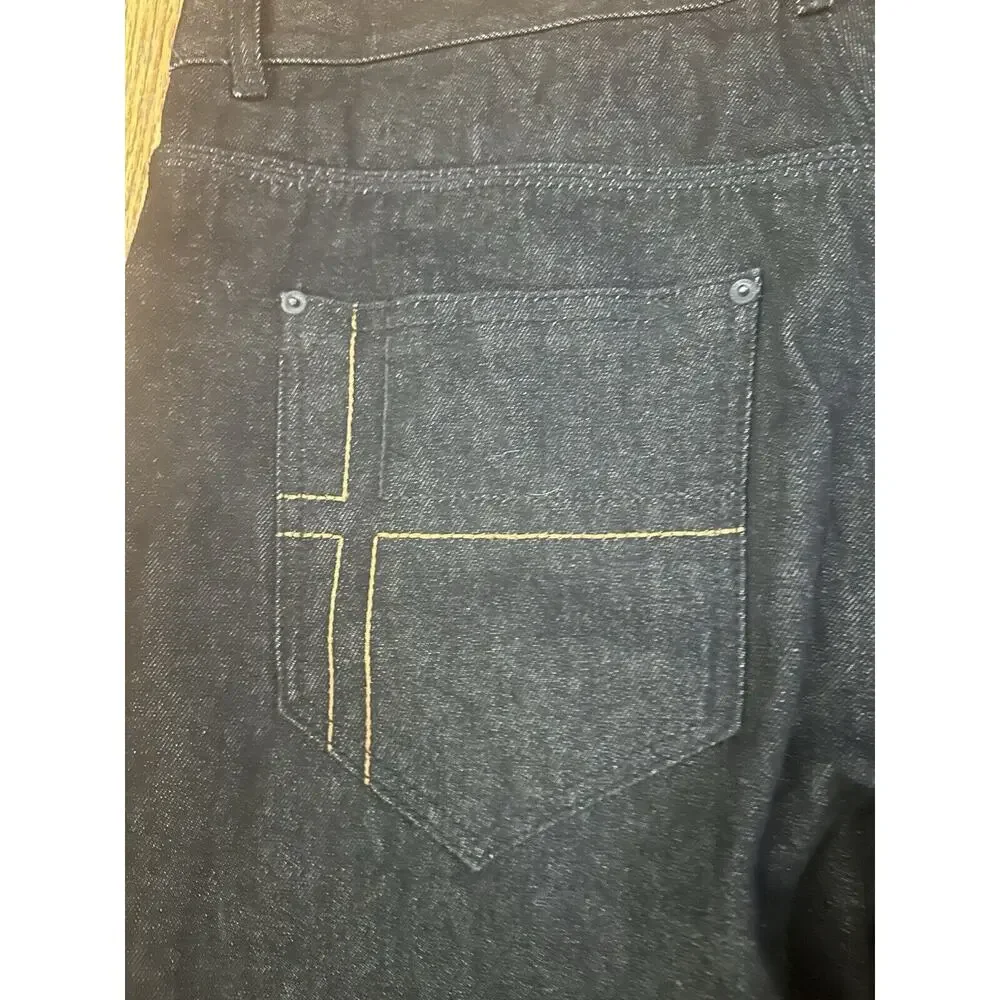 Rocawear Y2K Dark Denim Jeans Black Size 38 X 32 106830 Baggy Wide Leg Pants